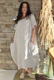 Salcombe Chalk Stripe Cotton Cocoon Dress Stone